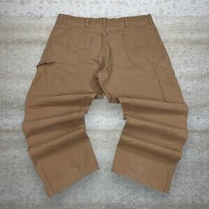 Vintage Y2K Rustler Carpenter Pants 38x29 Baggy Wide Leg Tan Canvas Dungarees